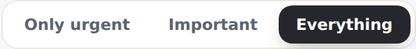 The three level buttons: Only urgent, Important, Everything